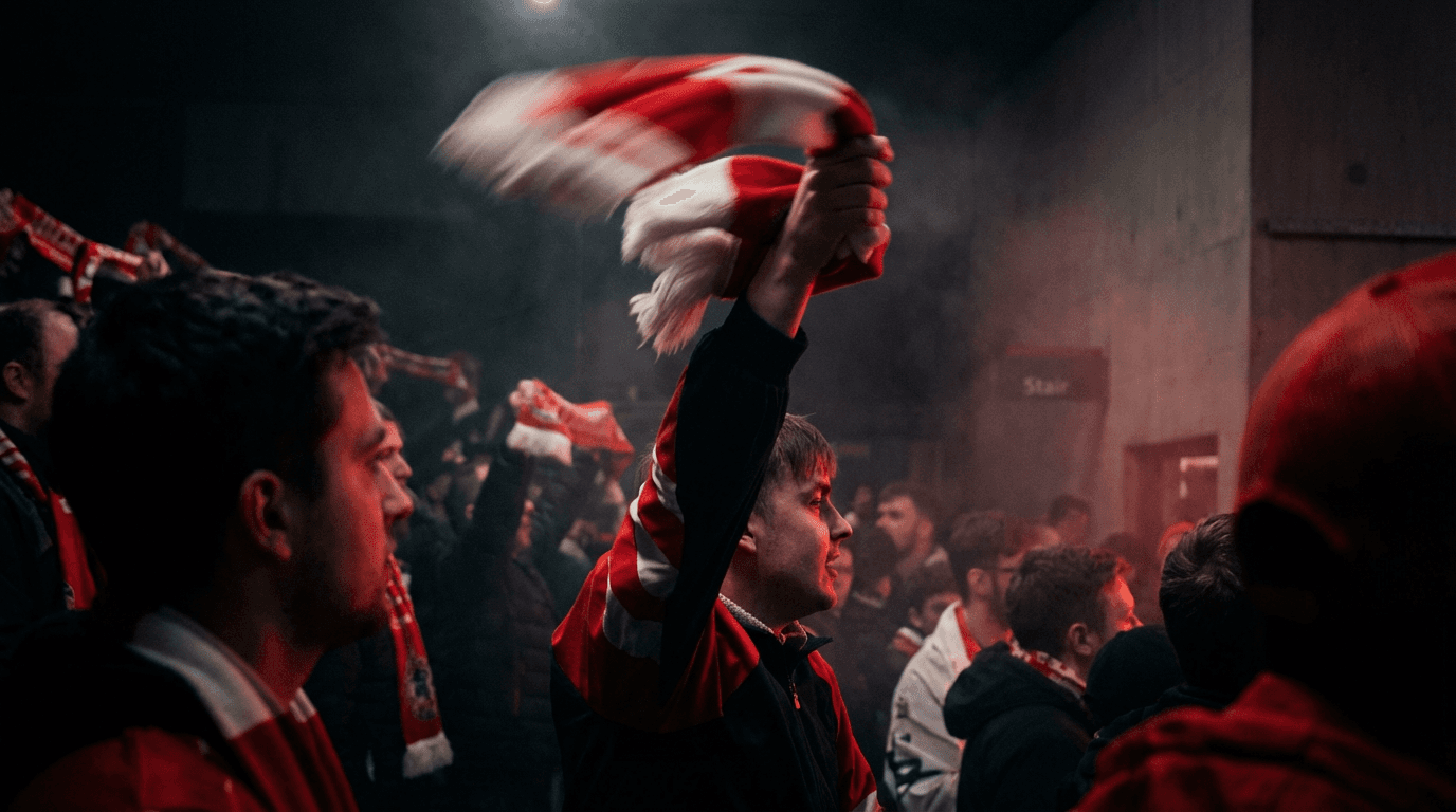 Football fan shouting at stadium